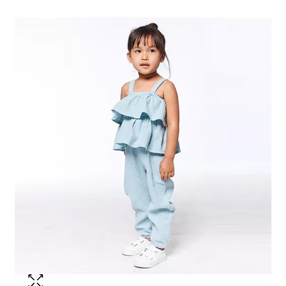 NEW • Deux Par Deux • Little Girl's Like A Summer Rose Ruffled Jumpsuit Ether